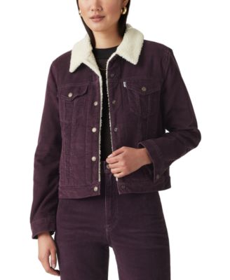 Corduroy and faux shearling fashion trucker jacket