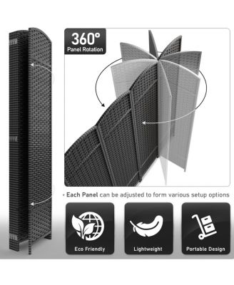 Extra Wide Double Hinged Panels Mesh Hand-Woven Design Room Divider