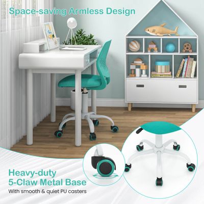 Office Task Desk Armless Chair Adjustable Mid Back Swivel