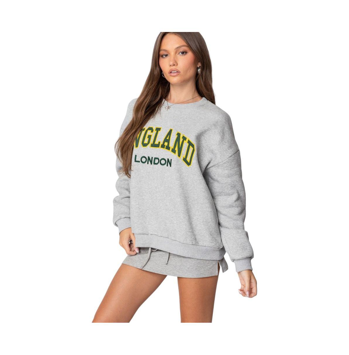 Edikted Women's English Girl Sweatshirt - Gray-melange
