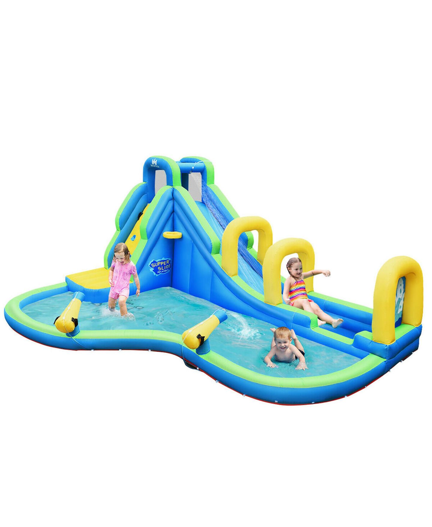 Детская игрушка Costway Inflatable Water Slide Bounce House, 188"L x 144"W x 95.5"H, Holds Up to 4 Kids, от 4 лет, цвет: Синий — фото 9