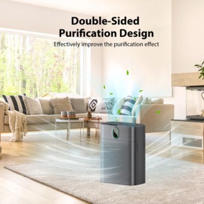 MORENTO Air Purifier, PM2.5 Sensor, HEPA Filter, 24dB Quiet, Dual Inlet, Covers 1076 sq. ft – Dark Grey, 1-Pack
