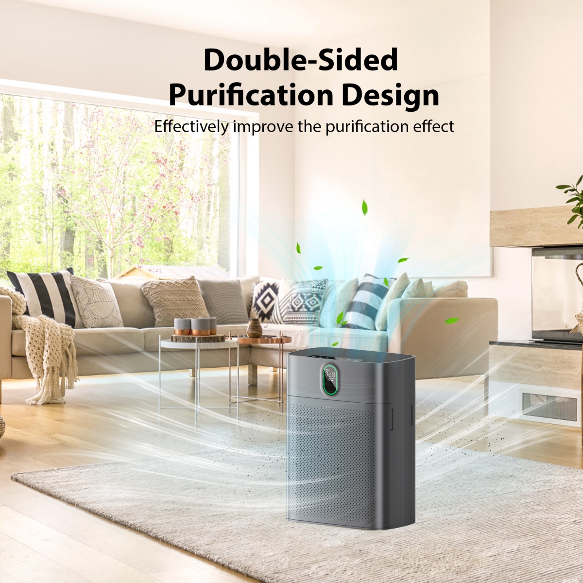 Morento Air Purifiers for Home Room up to 1076 Sq Ft with Pm 2.5 Display Air Quality Sensor, Remove 99.97% of Pet Hair with Double-sided Air Inl