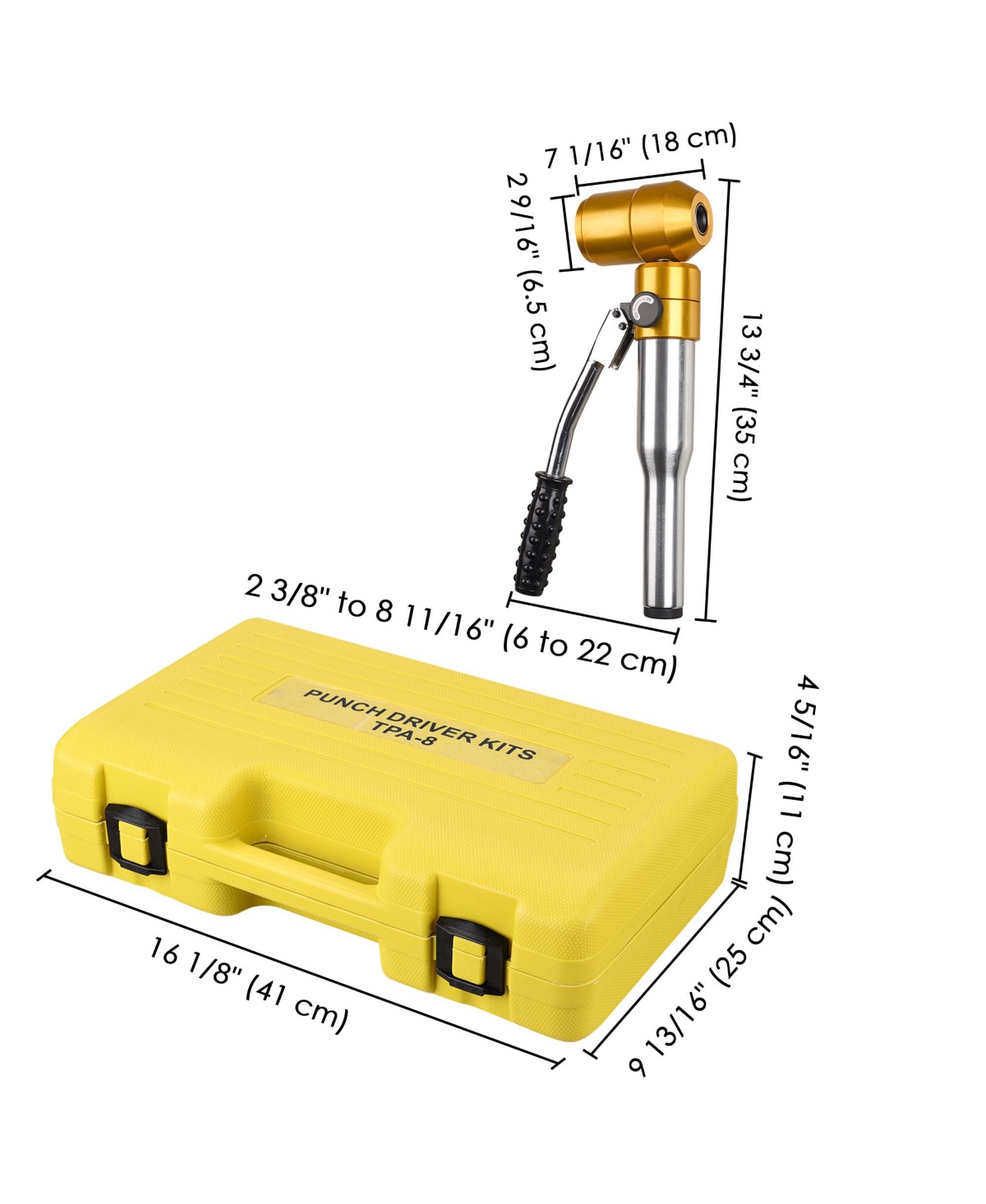 Yescom 6 Dies 6 Ton Hydraulic Knockout Hole Punch Driver Kit Hand Pump Tool 11-gauge