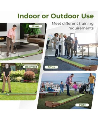 Golf Putting Mat Practice Training Aid with Auto Ball Return and 2 Hole Sizes