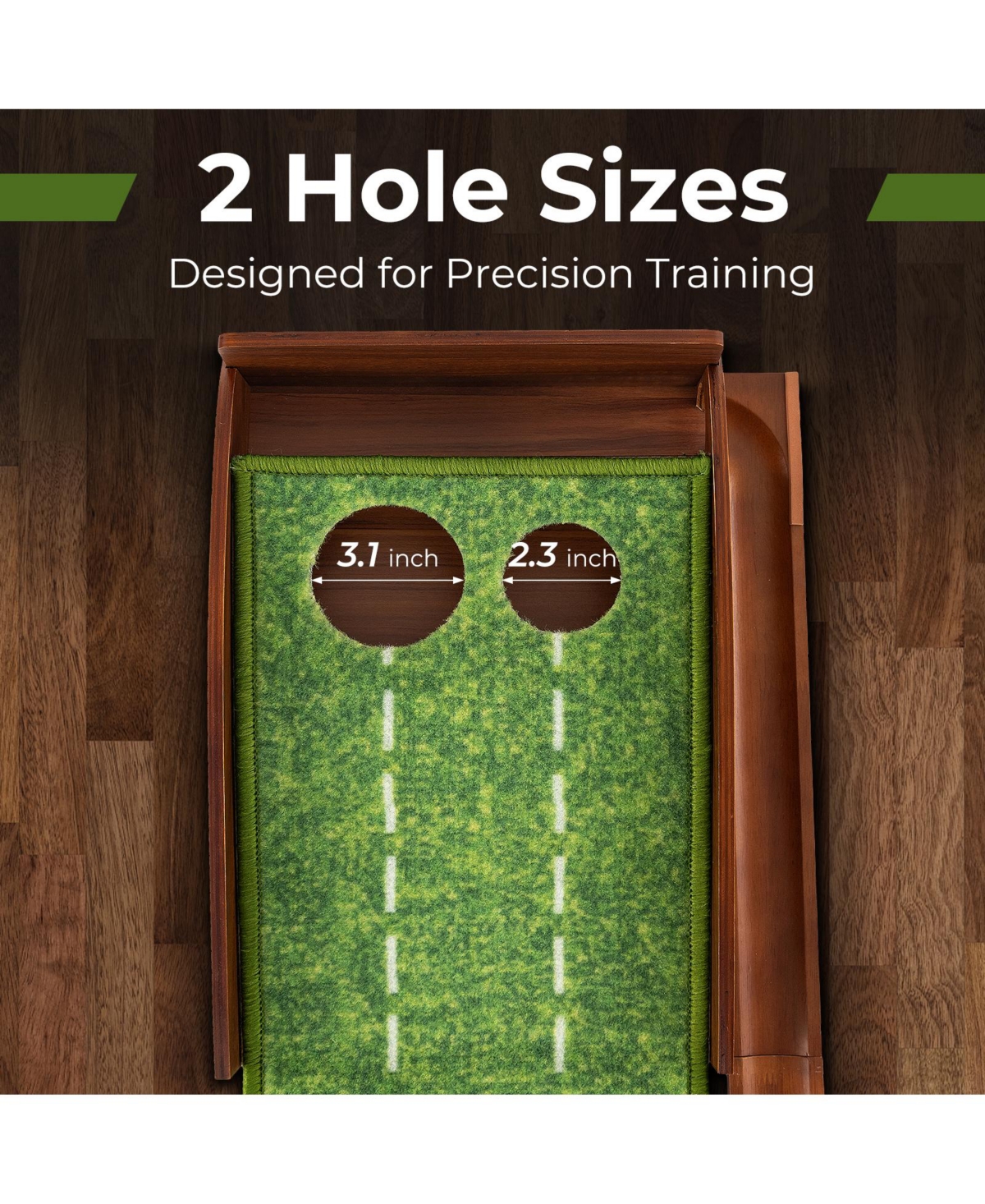 Vebreda Golf Putting Mat Practice Training Aid with Auto Ball Return and 2 Hole
