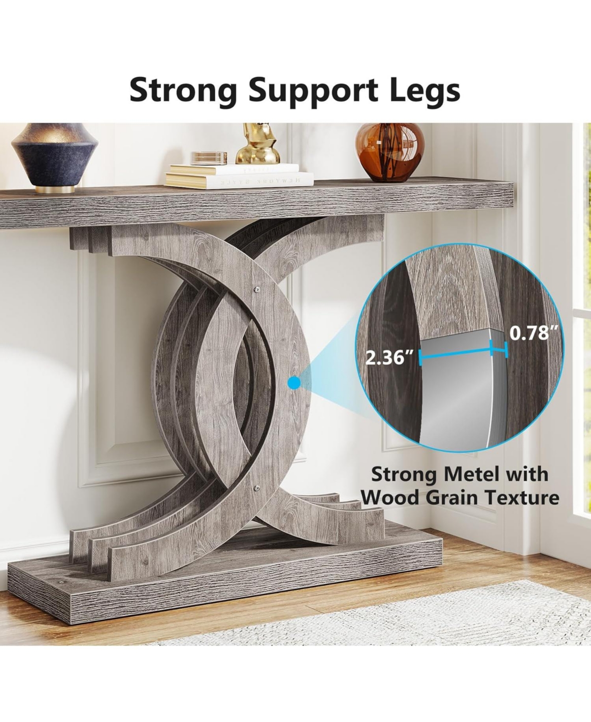 Tribesigns Console Tables Modern Farmhouse 39-inch Entryway Table with Geometric Base, Wooden & Metal Hallway Table/Narrow Sofa/Accent Table for Entra