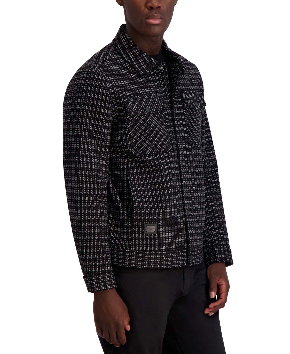Karl Lagerfeld Paris Men's Textured Shirt Jacket -White