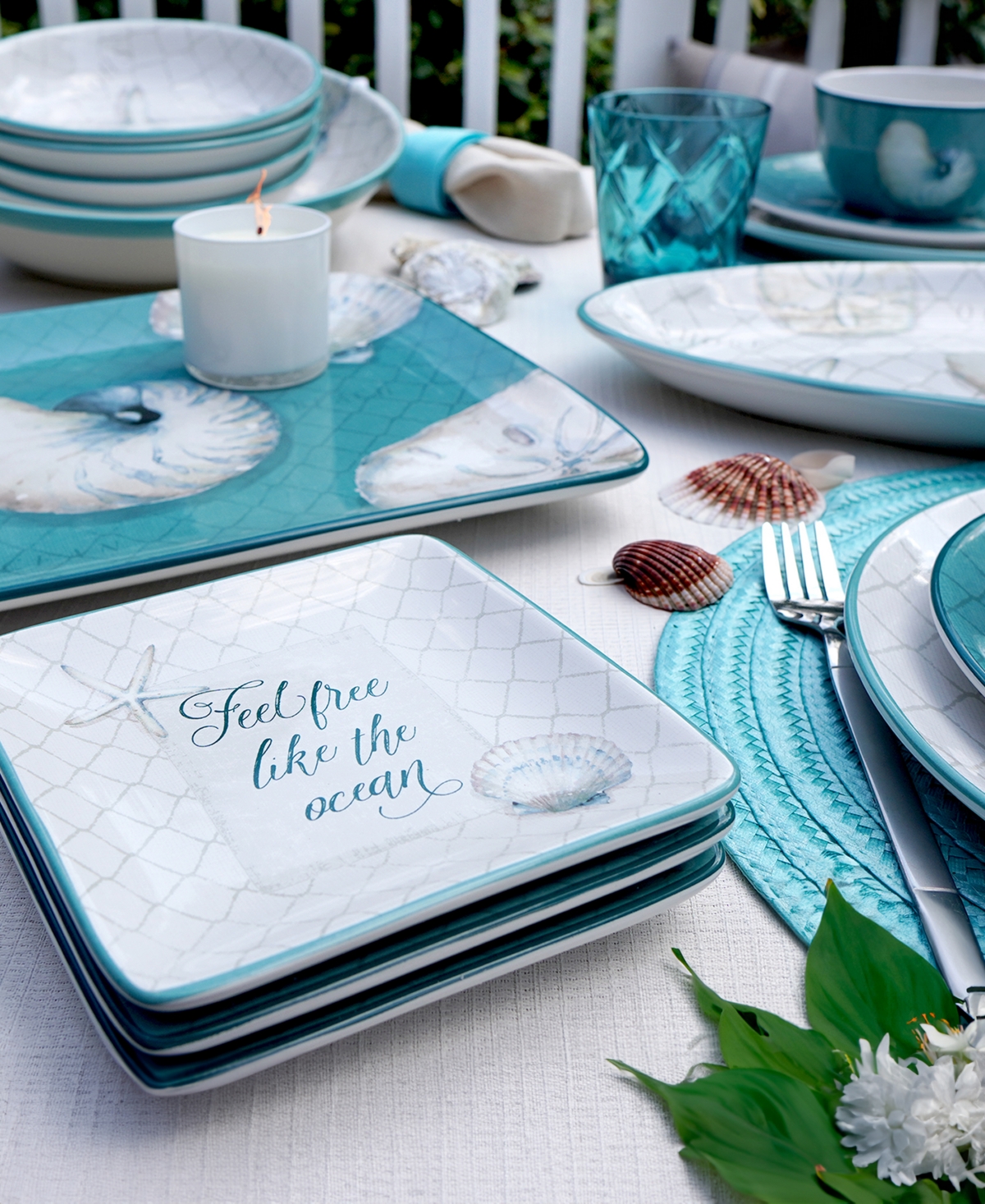 Certified International Ocean View Set Of 4 Canape Plates In Miscellaneous