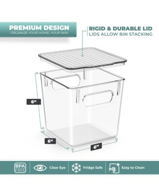 4 Pack Small Clear Plastic Container Bins W/ Lids and Handles - Perfect for Kitchen Organization and Storage