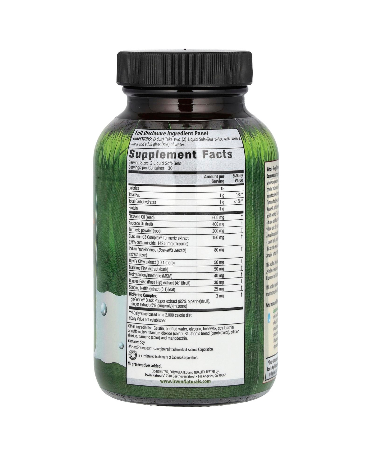 Irwin Naturals Whole-Body Turmeric + Curcumin C3 Complex - Liquid Soft-Gels