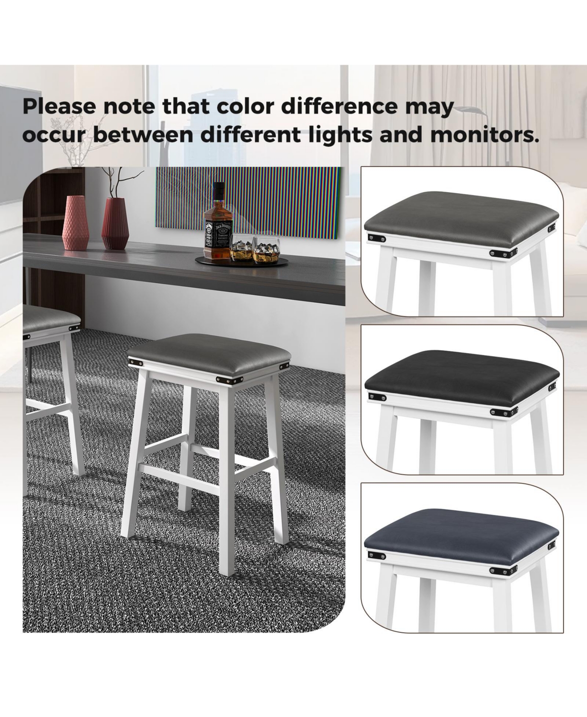 Sugift Set of 2 24/30 Inch Dining Bar Stool with Acacia Wood Frame-30 inches