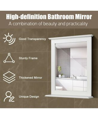 Wall-Mounted Multipurpose Vanity Mirror with Shelf-Gray