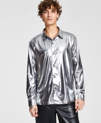Tinsel - Men's Metallic Long Sleeve Button-Front Shirt