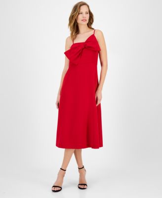 Anne Klein - Women's Bow-Front Midi-Length A-Line Dress