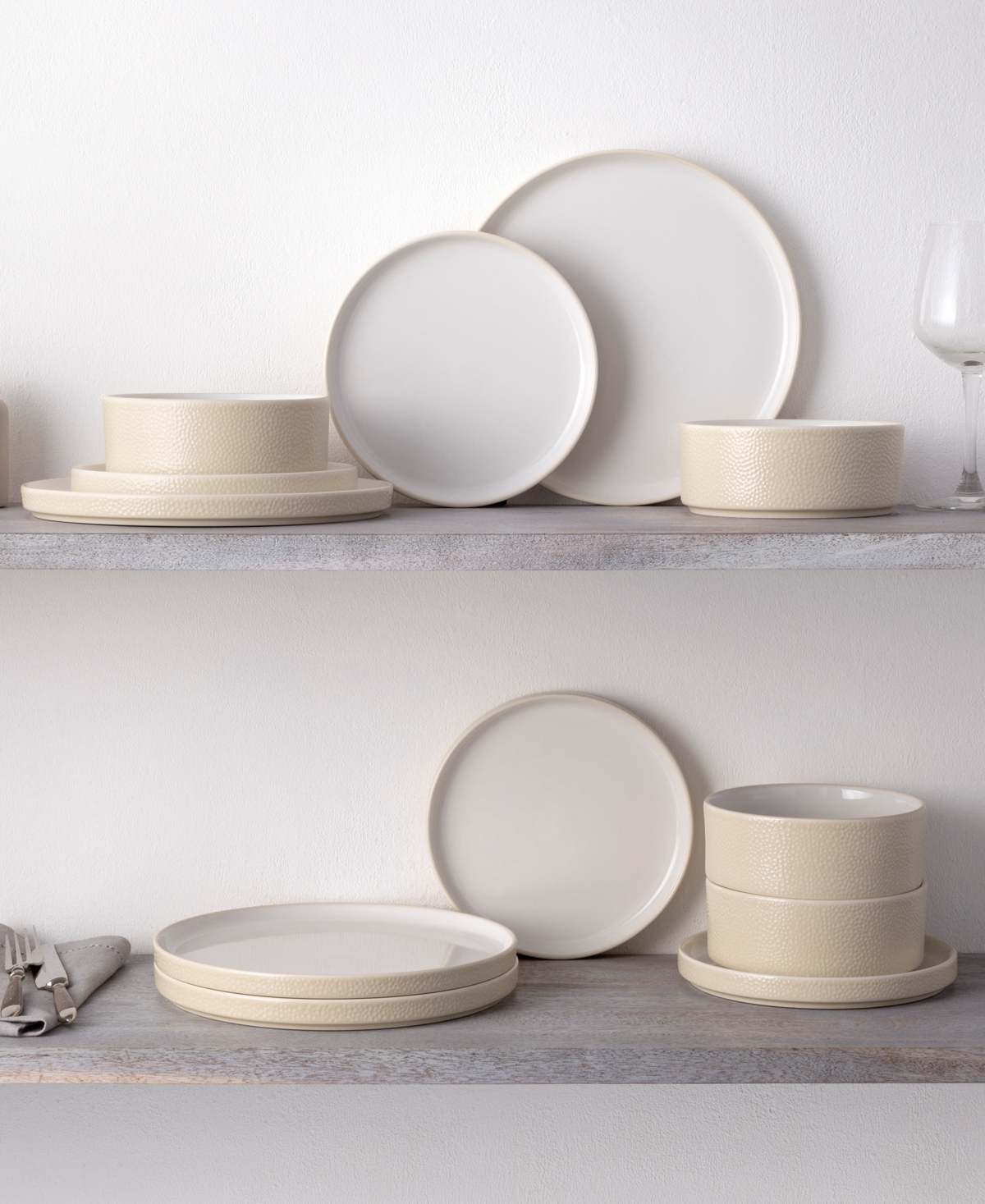 NORITAKE COLORTEX STONE STAX IVORY SALAD PLATES, SET OF 4 