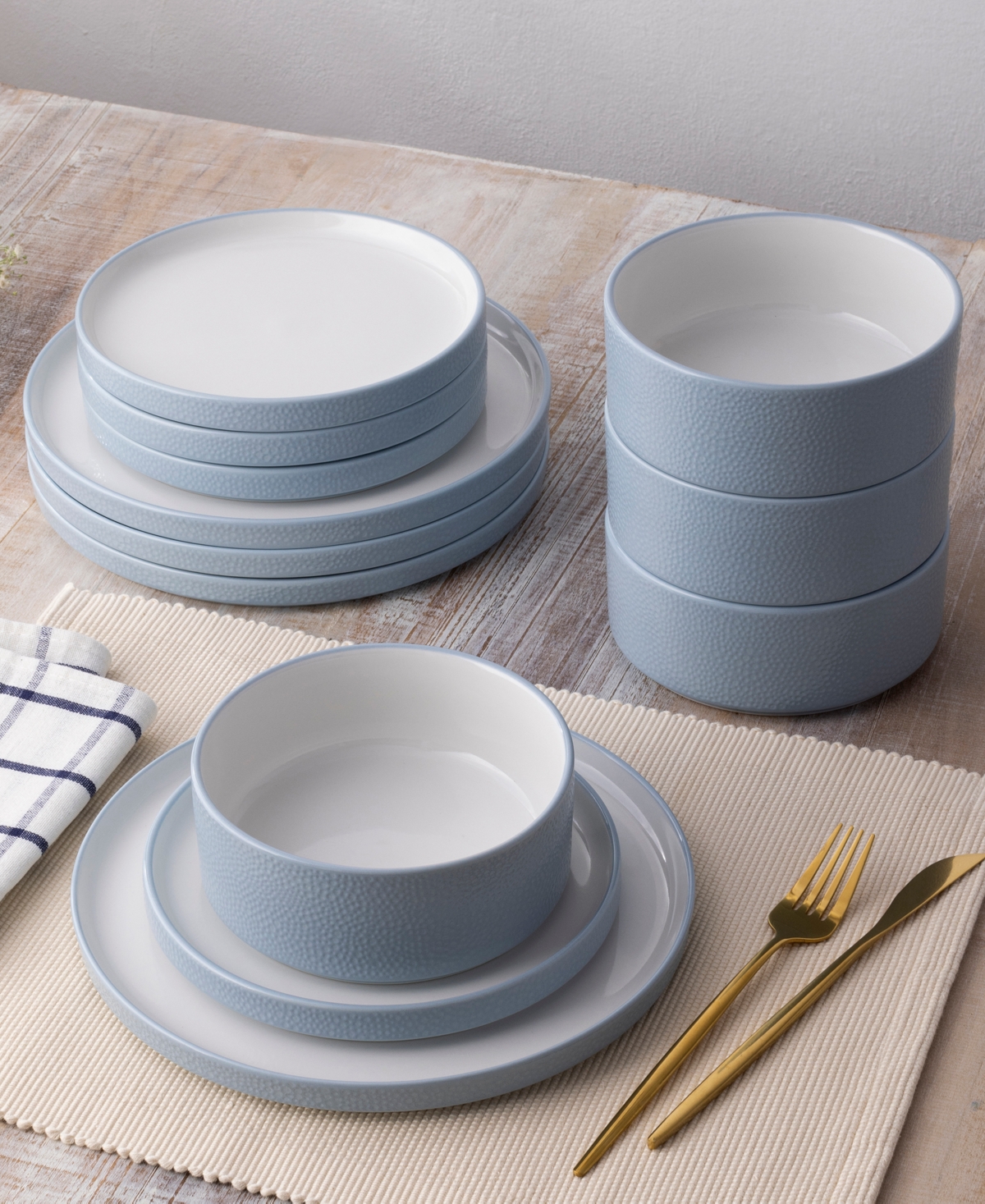 Noritake Colortex Stone Stax Cereal Bowls, Set Of 4 In Aqua