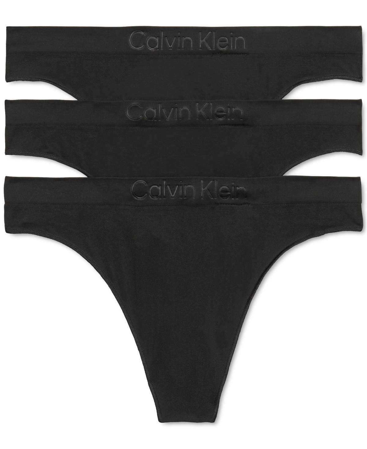 Calvin Klein Women's Bonded Flex Mid-rise Thong 3 Pack Qd5211 In Black,black,black