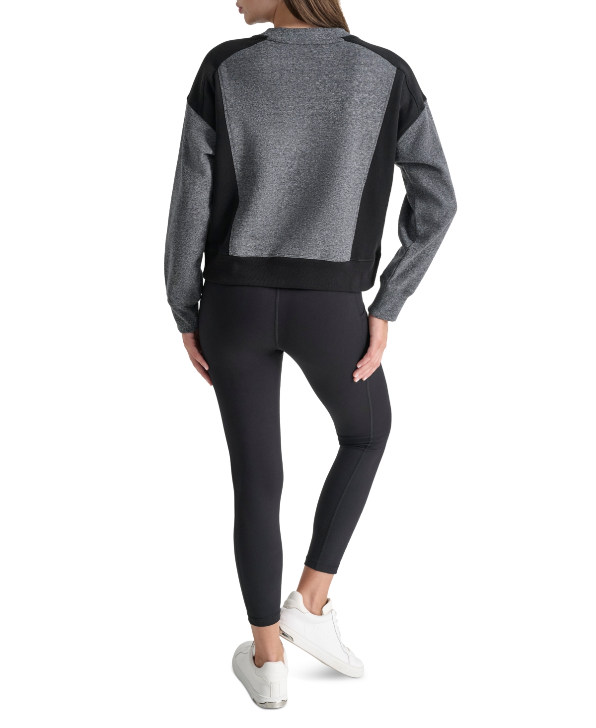 Dkny Women's Active Colorblocked Crewneck Dropped-Shoulder Top