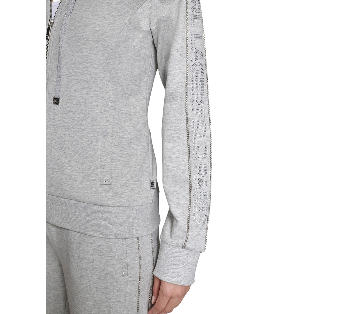 Karl Lagerfeld Paris Women's Embellished Logo Zip Up Hoodie