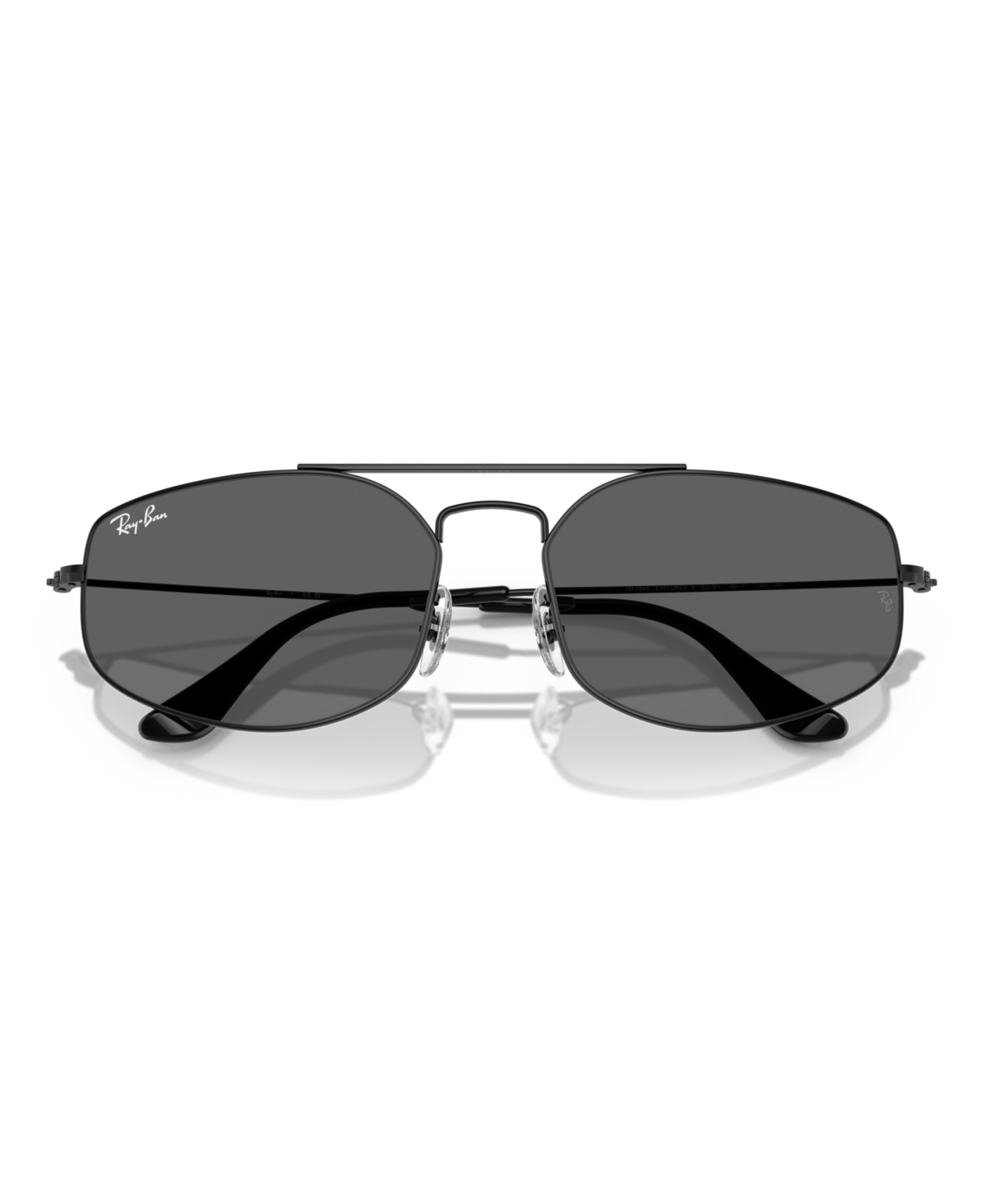 Ray Ban Unisex Oval Explorer 5 Sunglasses, Rb3845 In Black