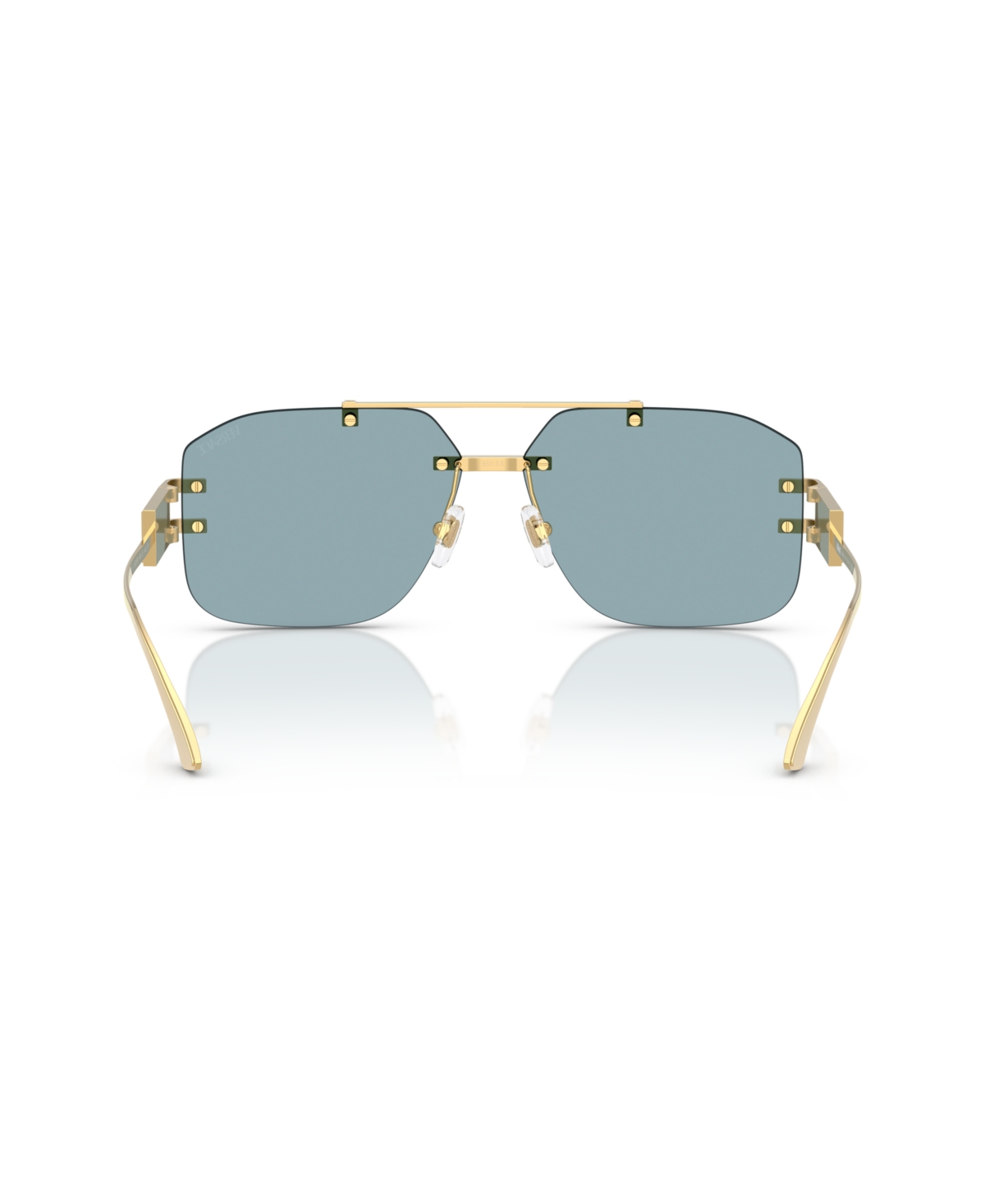Versace Gold Damier Plaque Sunglasses In Gold,blue