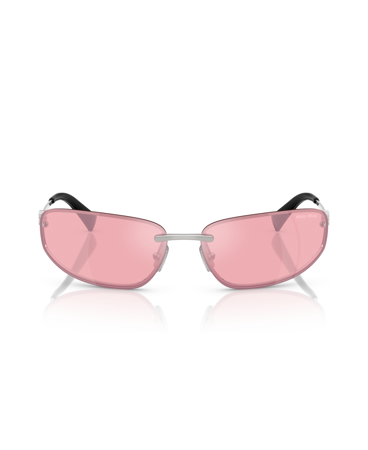 Miu Miu A50s Rimless Oval Metal Sunglasses In Pink,silver