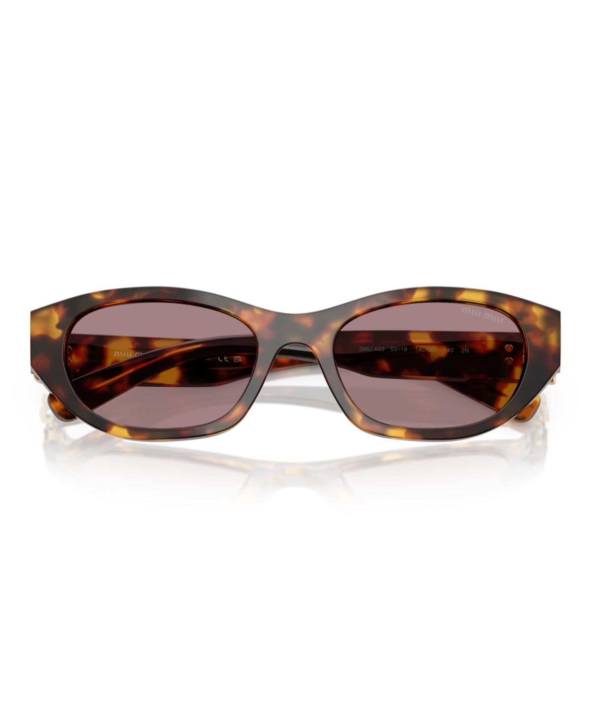 Miu Miu Logo Oval Acetate Sunglasses In Honey Havana