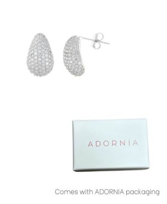 Silver Crystal Teardrop Pave Earrings