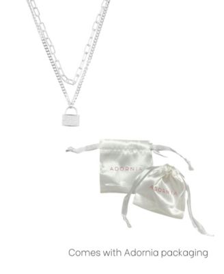 ADORNI Adjustable Crystal Layered Chain Lock Necklace