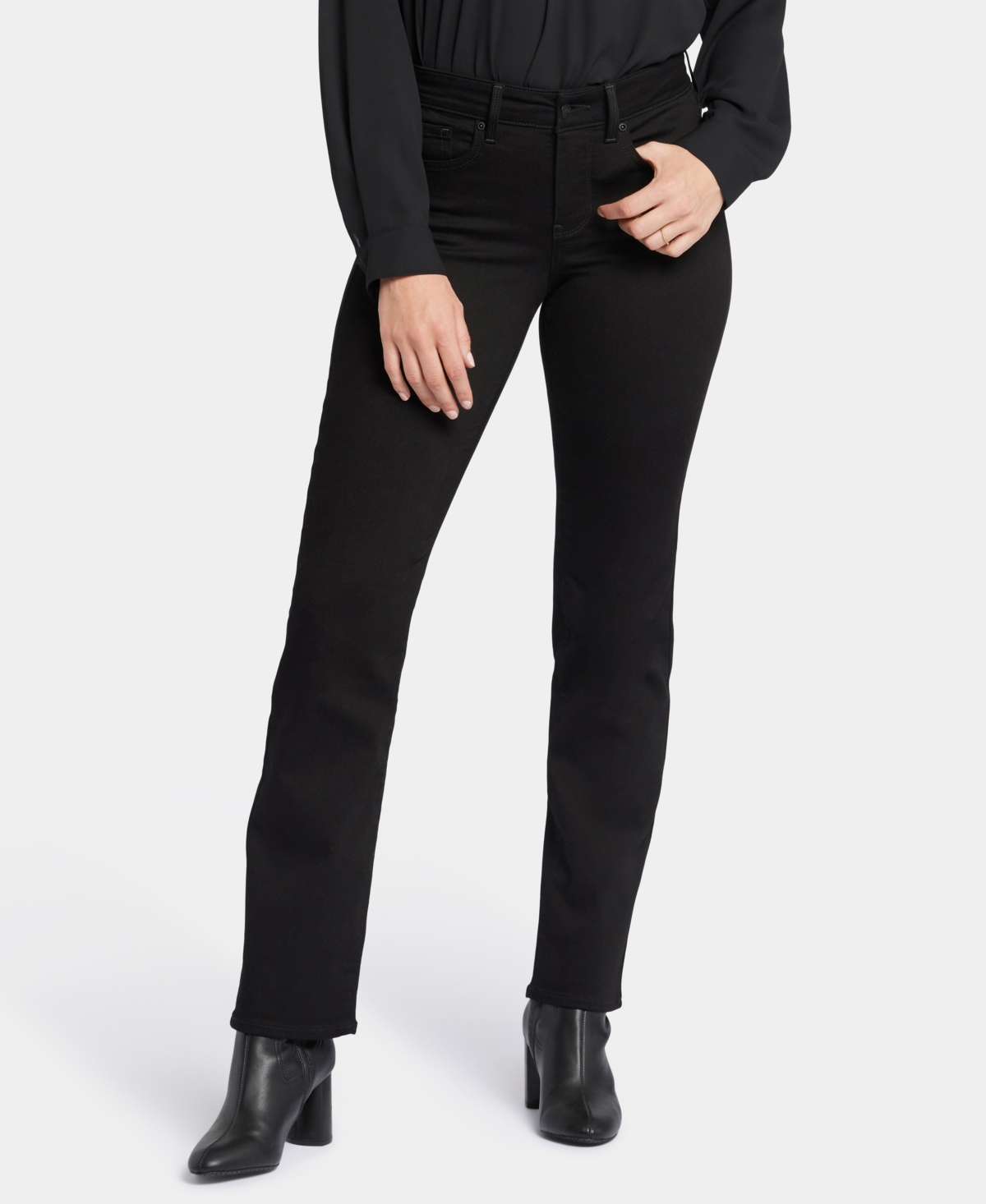 Shop Nydj Women's Marilyn Straight Jeans In Black