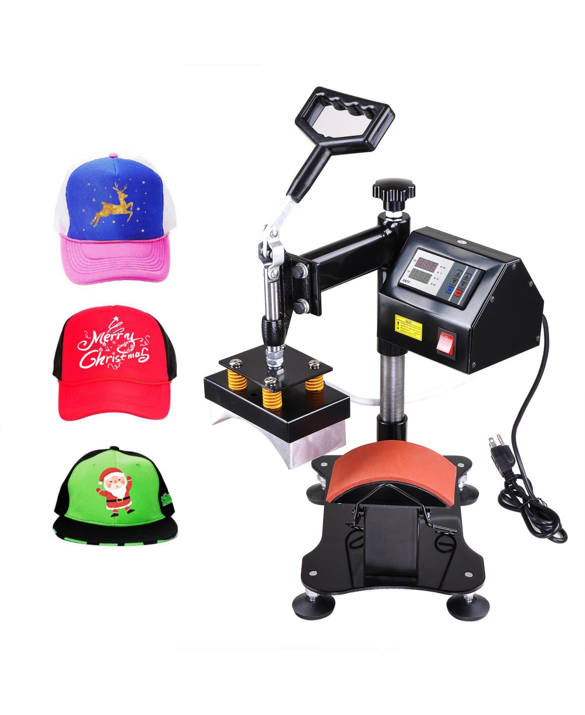 5 1/2&#x22; x 3&#x22; Digital Hat Cap Heat Press Machine Sublimation Transfer Steel Frame Swing Away - Natrual