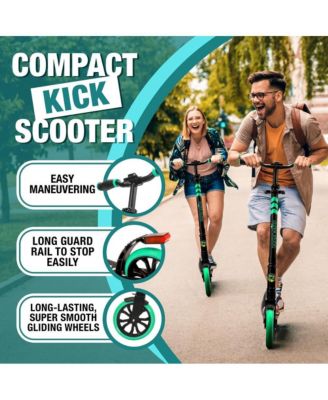 Kick Scooter Adult Teenagers Kids- 2 Wheel Kids Scooter with Adjustable T-Bar Handlebar - Alloy Anti-Slip Deck - Portable Folding Scooters for Kids with Carrying Strap - Leopard