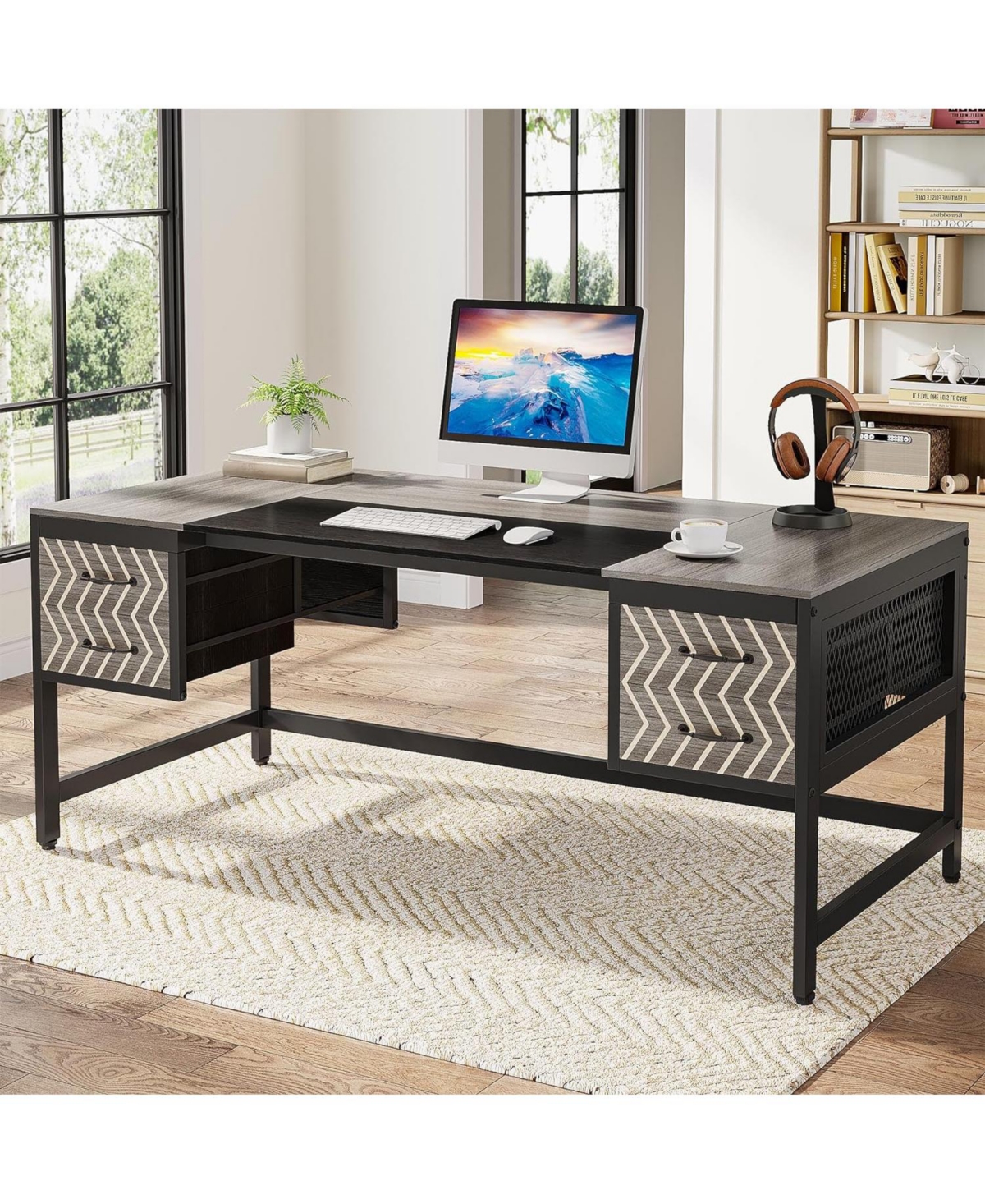 Tribesigns Computer Executive Desk with Drawers: 63