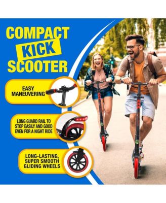 Kick Scooter Adult Teenagers Kids- 2 Wheel Kids Scooter with Adjustable T-Bar Handlebar - Alloy Anti-Slip Deck - Portable Folding Scooters for Kids with Carrying Strap - Leopard
