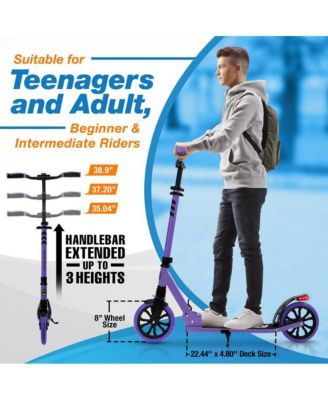 Kick Scooter Adult Teenagers Kids- 2 Wheel Kids Scooter with Adjustable T-Bar Handlebar - Alloy Anti-Slip Deck - Portable Folding Scooters for Kids with Carrying Strap - Leopard