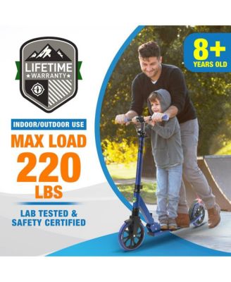 Kick Scooter Adult Teenagers Kids- 2 Wheel Kids Scooter with Adjustable T-Bar Handlebar - Alloy Anti-Slip Deck - Portable Folding Scooters for Kids with Carrying Strap - Leopard