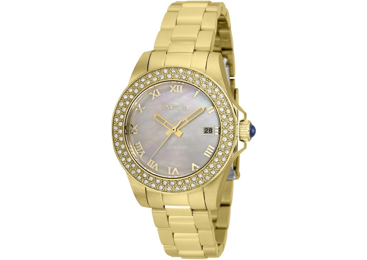 Women's 36073 Angel Quartz 3 Hand White Dial Watch - White