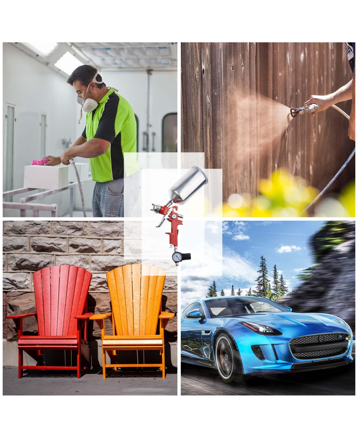 Yescom Hvlp 1.4mm Spray Gun Gravity Feed w/ Air Regulator Car Auto Paint Primer Nozzle Basecoat