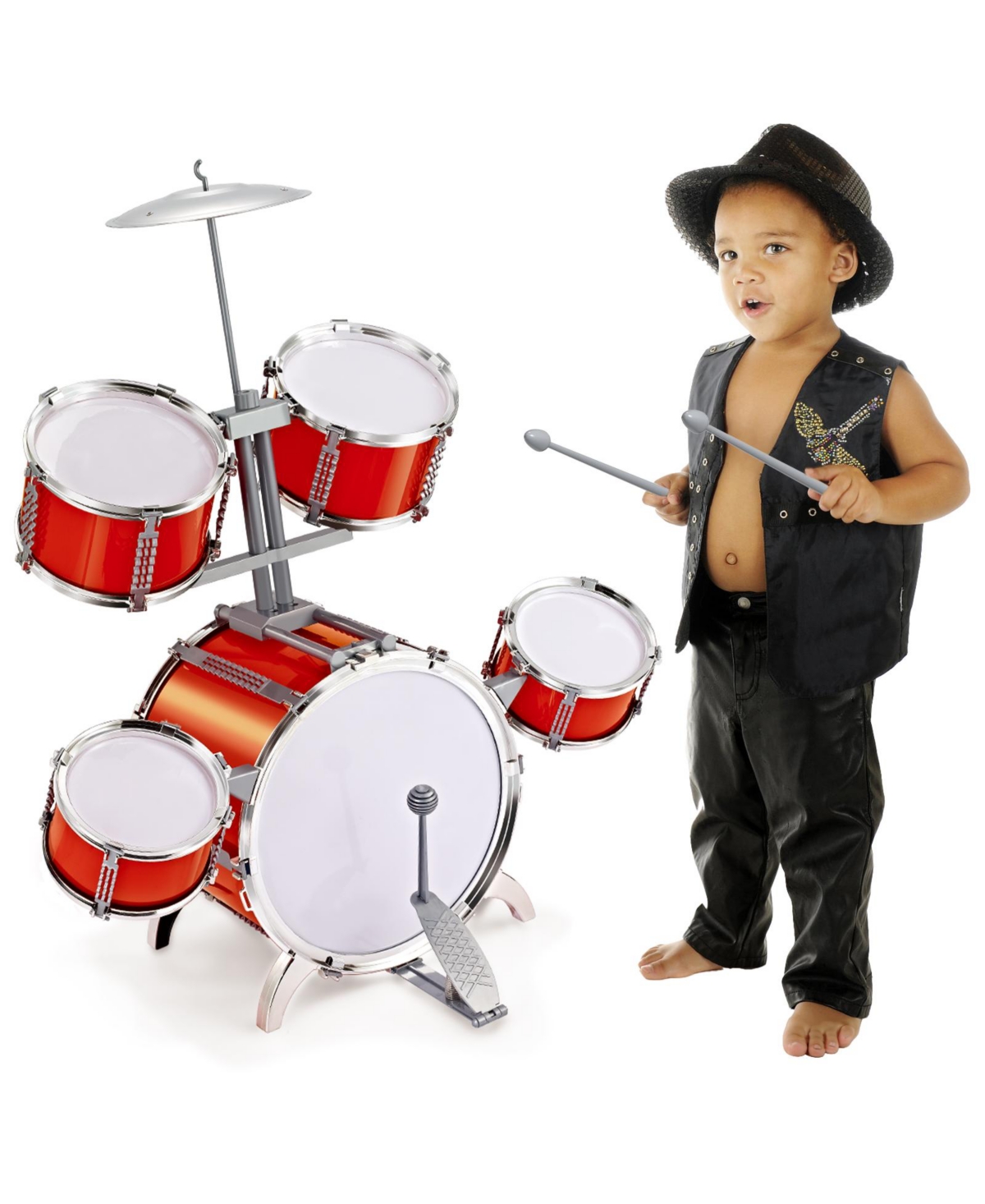 Contixo Rock 'n' Roll Drum Set for Kids - 5-Piece Musical Fun Kit for Little Rockstars (Ages 3-7)