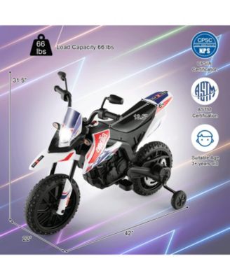 Aprilia Licensed Kids Ride On Motorcycle with 2 Training Wheels-White