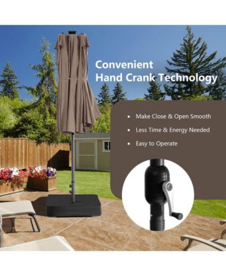 11 PCS Patio Dining Set with 15ft Double-Sided Patio Umbrella (Base Included)