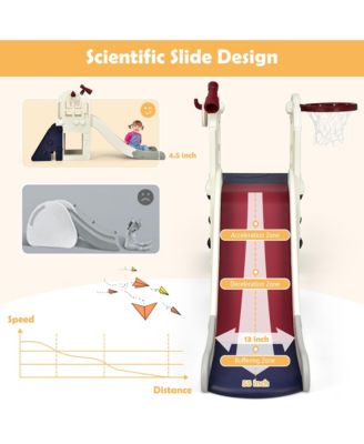 6-In-1 Large Slide for Kids Toddler Climber Slide Playset w/ Basketball Hoop