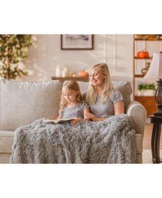 Premium Solid Faux Long Fur Throw Blanket - Soft, Fuzzy Throw Blanket - For Bed or Couch - 60" x 70" - Aubergine