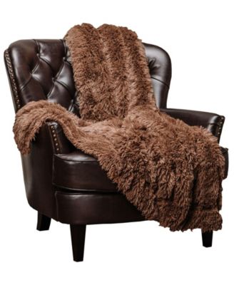 Premium Solid Faux Long Fur Throw Blanket - Soft, Fuzzy Throw Blanket - For Bed or Couch - 60" x 70" - Aubergine