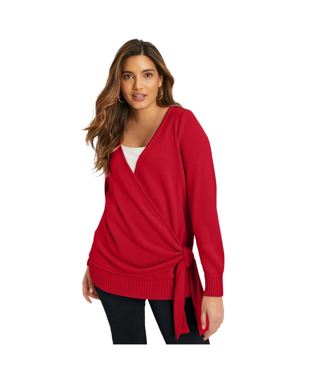 June + Vie Plus Size June + Vie Touch Of Cashmere Wrap-Front Cardigan
