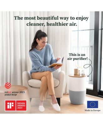 Bloom Air Purifier, Smart HEPA-13 Medical-Grade Filtration, Large Rooms (1,517 Sq. Ft.) with Walnut Accent Table