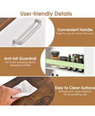 4-Tier Rolling Storage Cart Slim Kitchen Cart on Wheels with Open Shelves and Handle