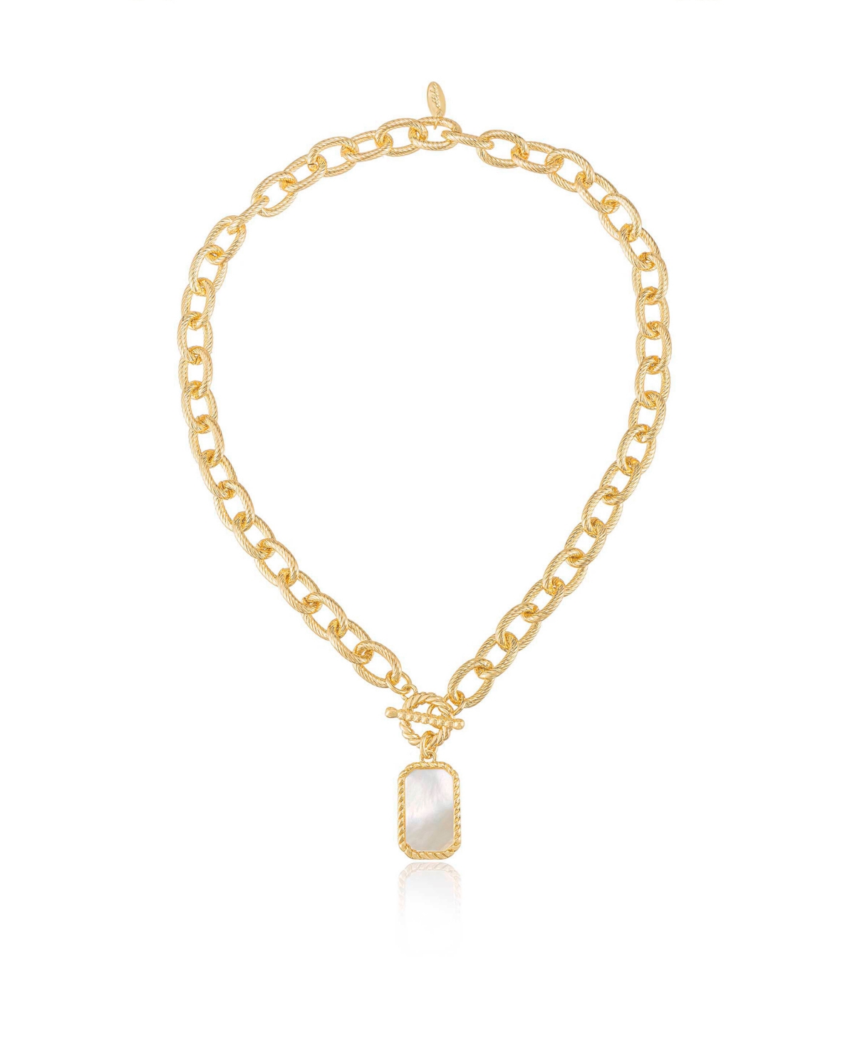 Ettika Chain Link And Mother Of Pearl 18k Gold Plated Pendant Necklace In Gold