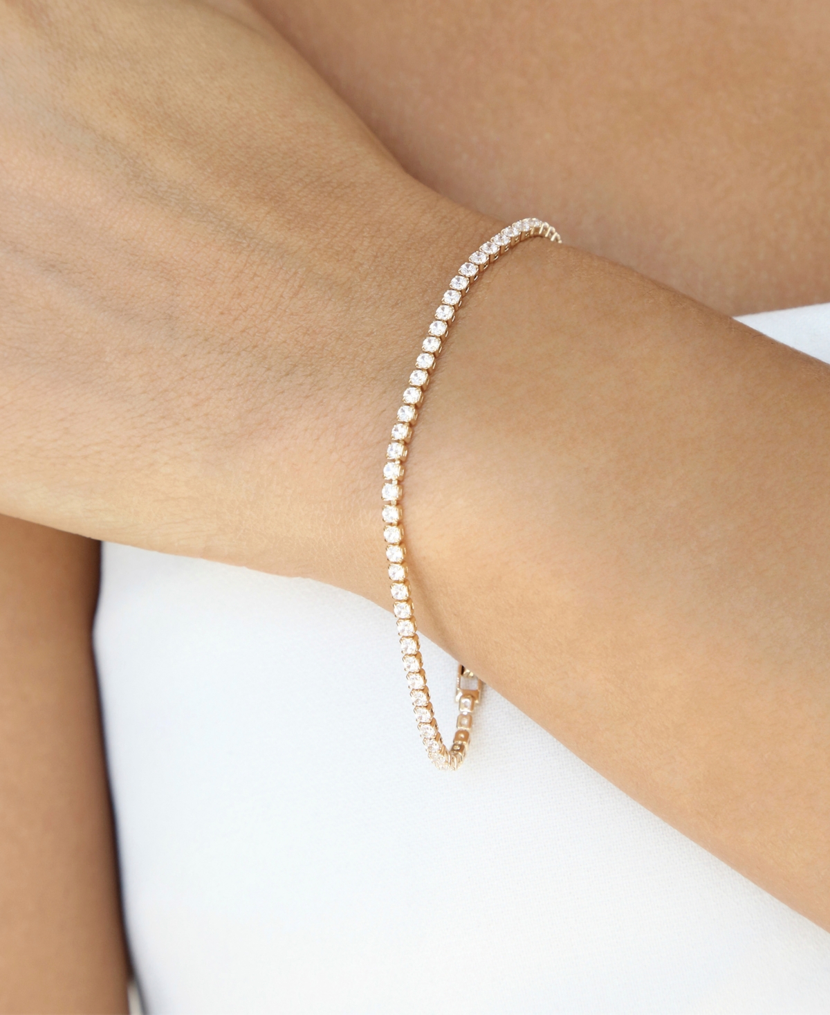 Ettika 18k Gold Plated Minimalist Crystal Tennis Bracelet In Gold
